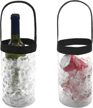 2 Pack Ice Wine Bag Portable Collapsible Clear Wine Pouch Cooler with Handle Wine Bottle Chiller Ice Bucket Tote for Outdoor, 750ml Standard Size Red Wine, White Wine, Cold Beer, Iced Drinks