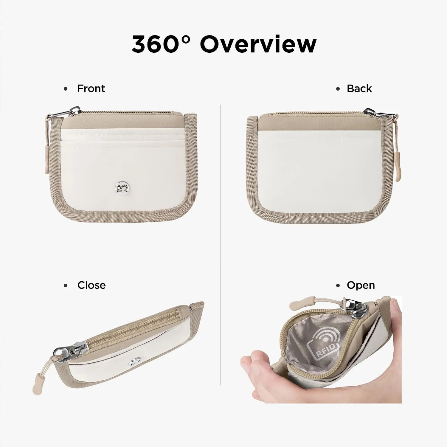 Babysun Mini Rfid Card Holder Slim Wallet with Change Zipper Pocket/3 Crad Slots/Key Ring, Small Wallet Thin Credit Card Wallet for Women & Men