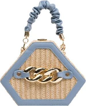 Chain Woven Crossbody Bag Versatile Box Handbag PU Top Handle Chain Strap Mini Satchel Women 2024 Trendy Shoulder