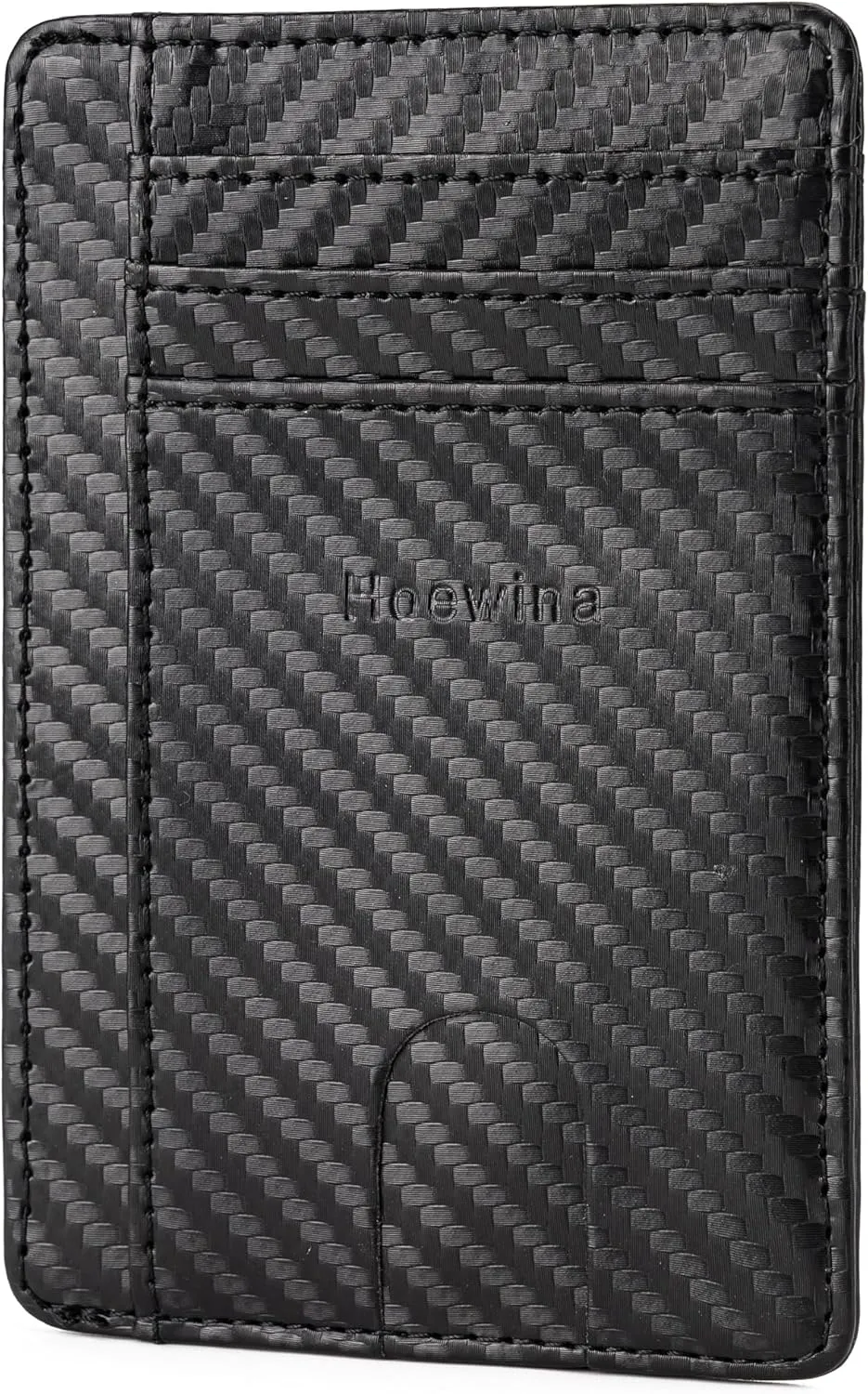 Hoewina Slim Wallet for Men, Credit Card Holder Wallet, Minimalist Design - RFID Blocking Front Pocket Leather Thin Wallet for Men and Women(Carbon Fiber Black)