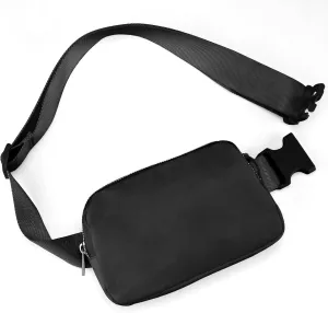 JSJ Mini Black Fanny Pack for Women & Men,Valentines Day Gifts for Girls Teens Kids Daughter Sister Her,Trendy Stuff Crossbody Bags Cute Everywhere Belt Bags.(Black)