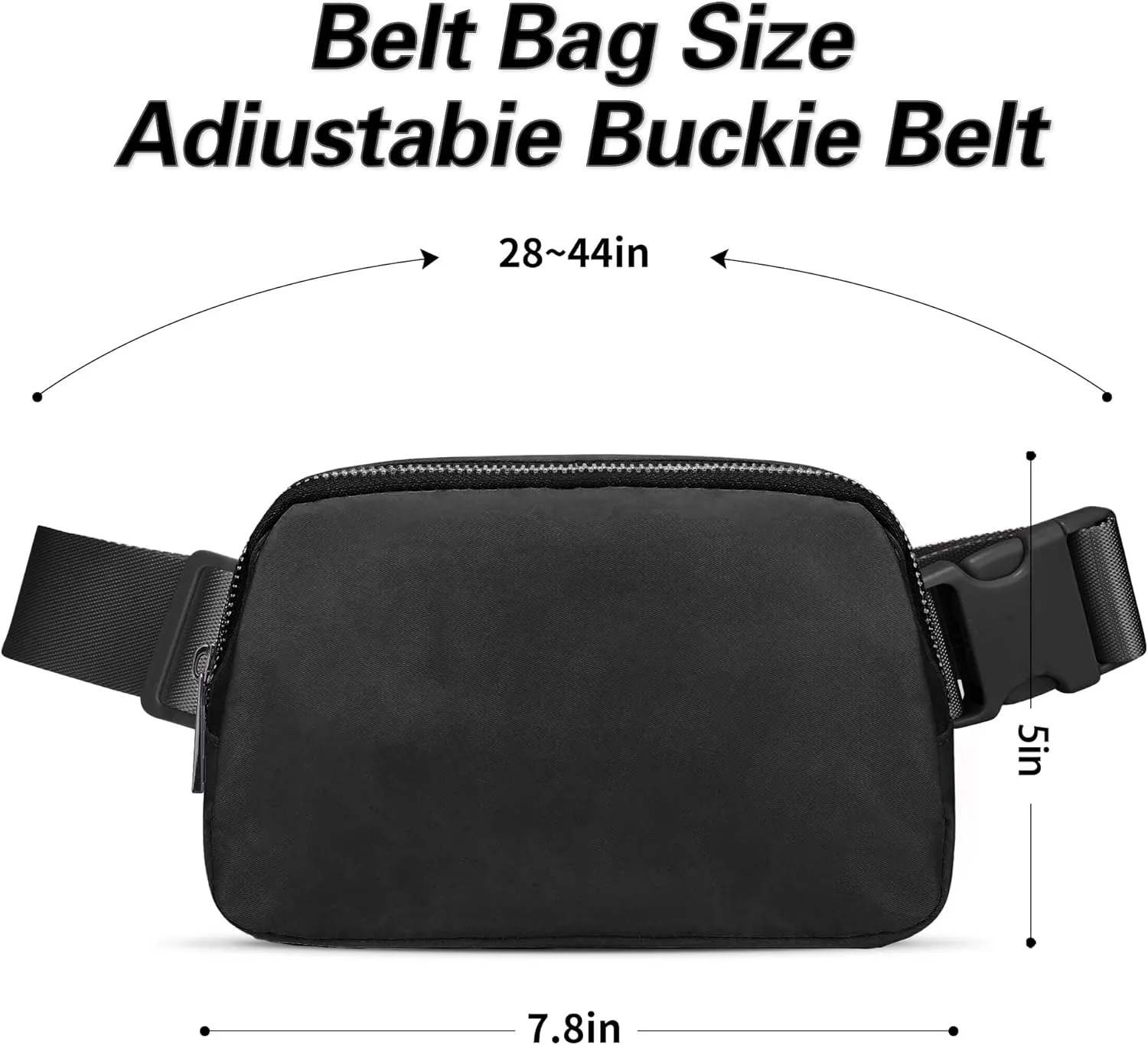 JSJ Mini Black Fanny Pack for Women & Men,Valentines Day Gifts for Girls Teens Kids Daughter Sister Her,Trendy Stuff Crossbody Bags Cute Everywhere Belt Bags.(Black)