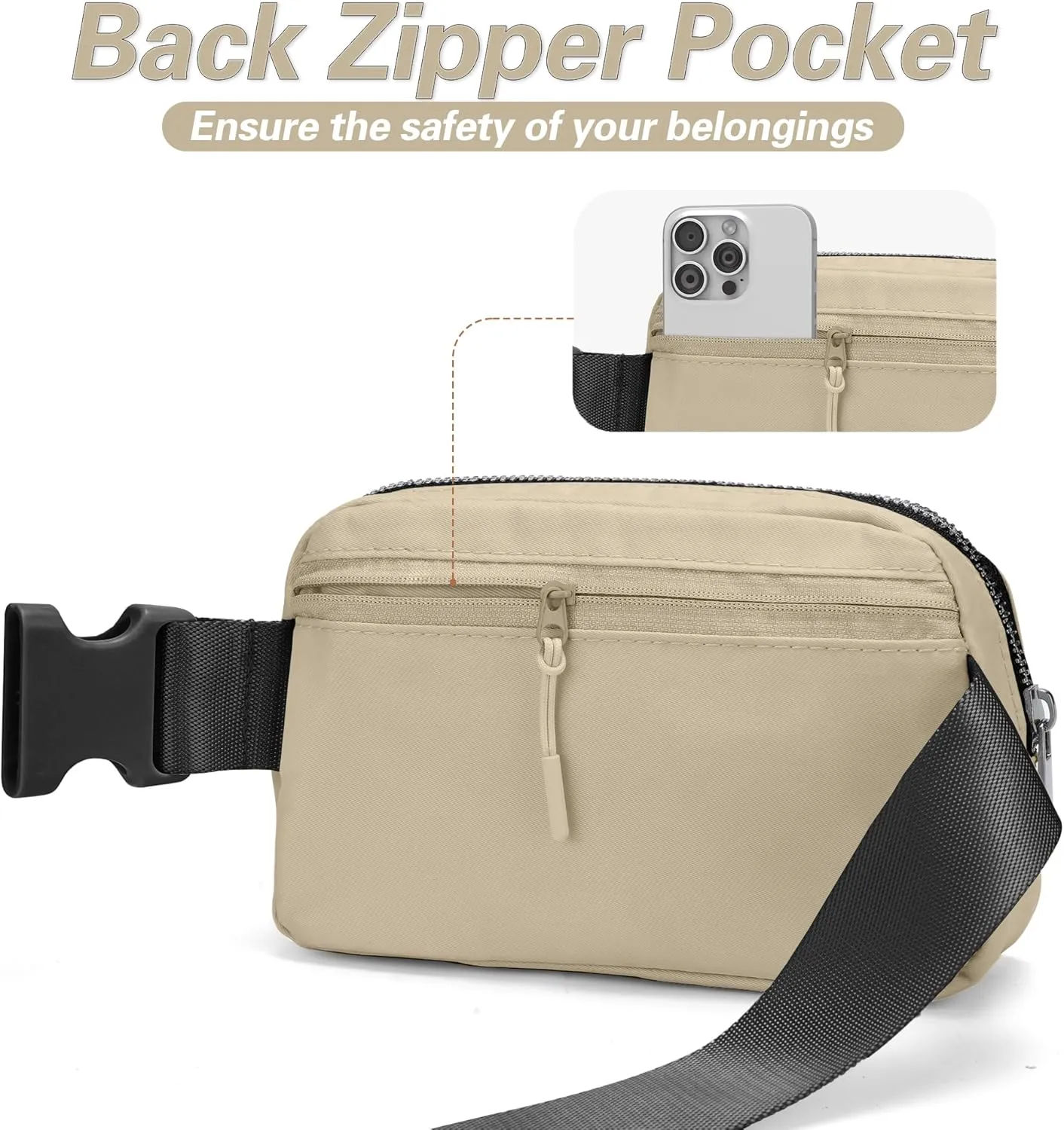 JSJ Mini Fanny Pack for Women & Men,Valentines Day Gifts for Girls Teens Kids Daughter Sister Her,Trendy Stuff Crossbody Bags Cute Everywhere Belt Bags. (Khaki)