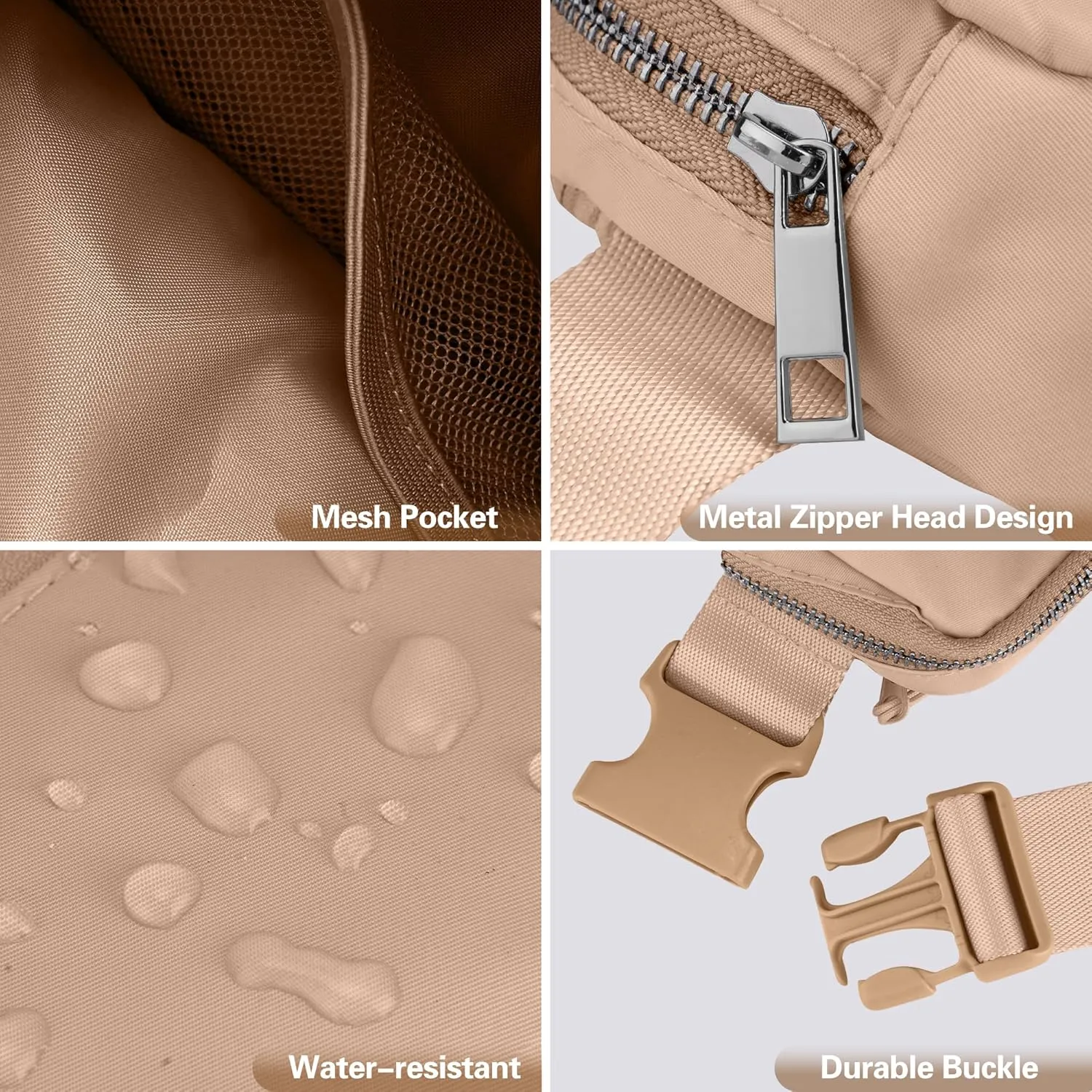 JSJ Mini Fanny Pack for Women & Men,Valentines Day Gifts for Girls Teens Kids Daughter Sister Her,Trendy Stuff Crossbody Bags Cute Everywhere Belt Bags. (Light Brown)