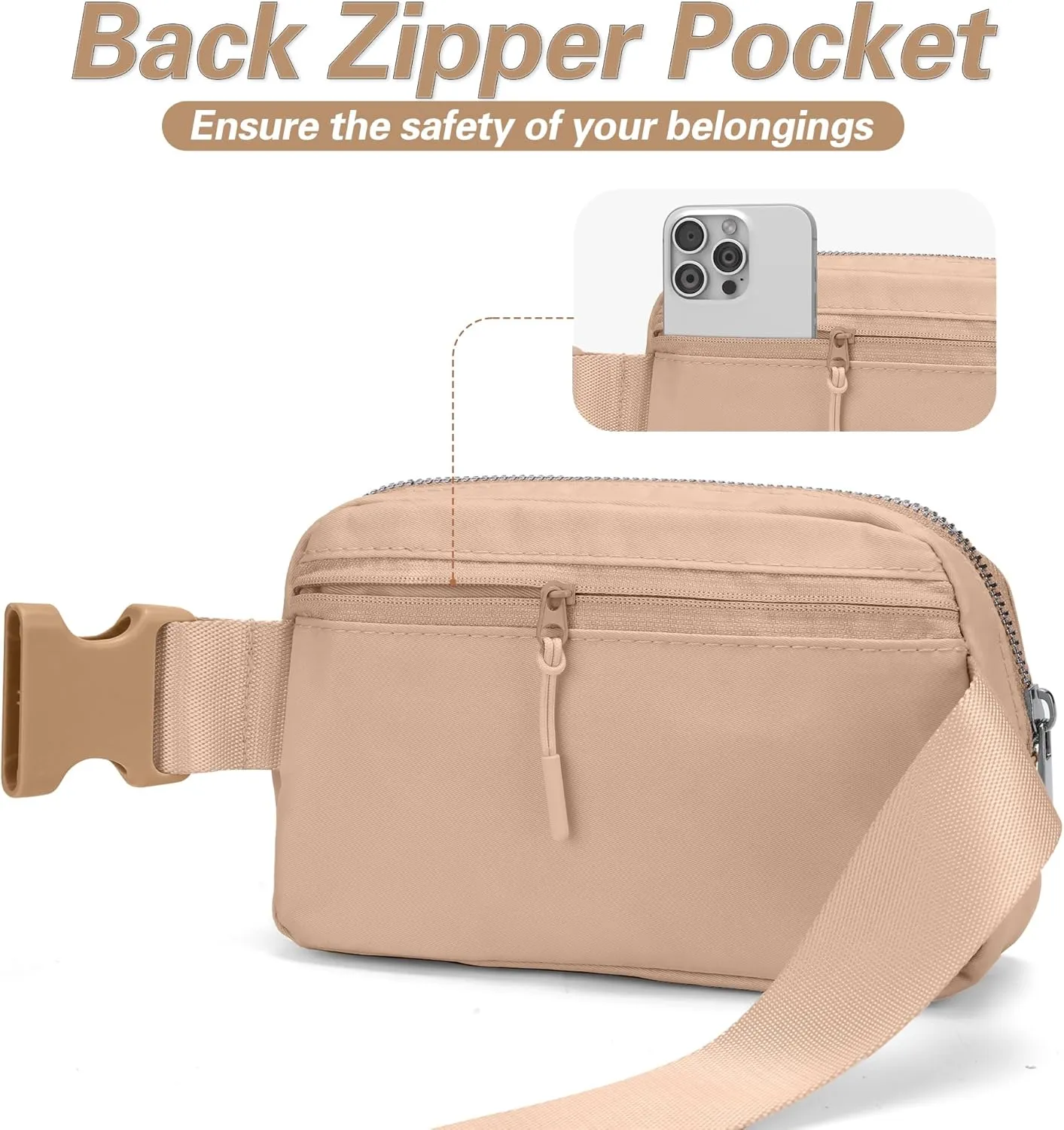 JSJ Mini Fanny Pack for Women & Men,Valentines Day Gifts for Girls Teens Kids Daughter Sister Her,Trendy Stuff Crossbody Bags Cute Everywhere Belt Bags. (Light Brown)