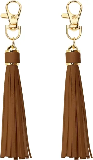 PENTA ANGEL 2Pcs 5.9'' Large PU Leather Tassel with Lobster Swivel Keychain Pendant for Handbag Backpack Jewelry Making
