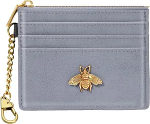 SEAVILIA Card Holder Keychain Wallet for Women with ID Window RFID Coin Purse Bee Gifts Slim Minimalist Small Wallet