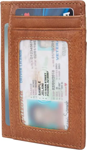 Slim RFID Blocking Credit Card Holder Minimalist Leather Front Pocket Small Wallet for Women Men