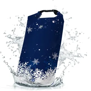 Waterproof Dry Bag,Roll Top Christmas Winter Snowflakes Small Waterproof Backpack 5L/10L/20L Floating and Lightweight Bags for Kayaking, Boating, Fishing, Swimming and Camping