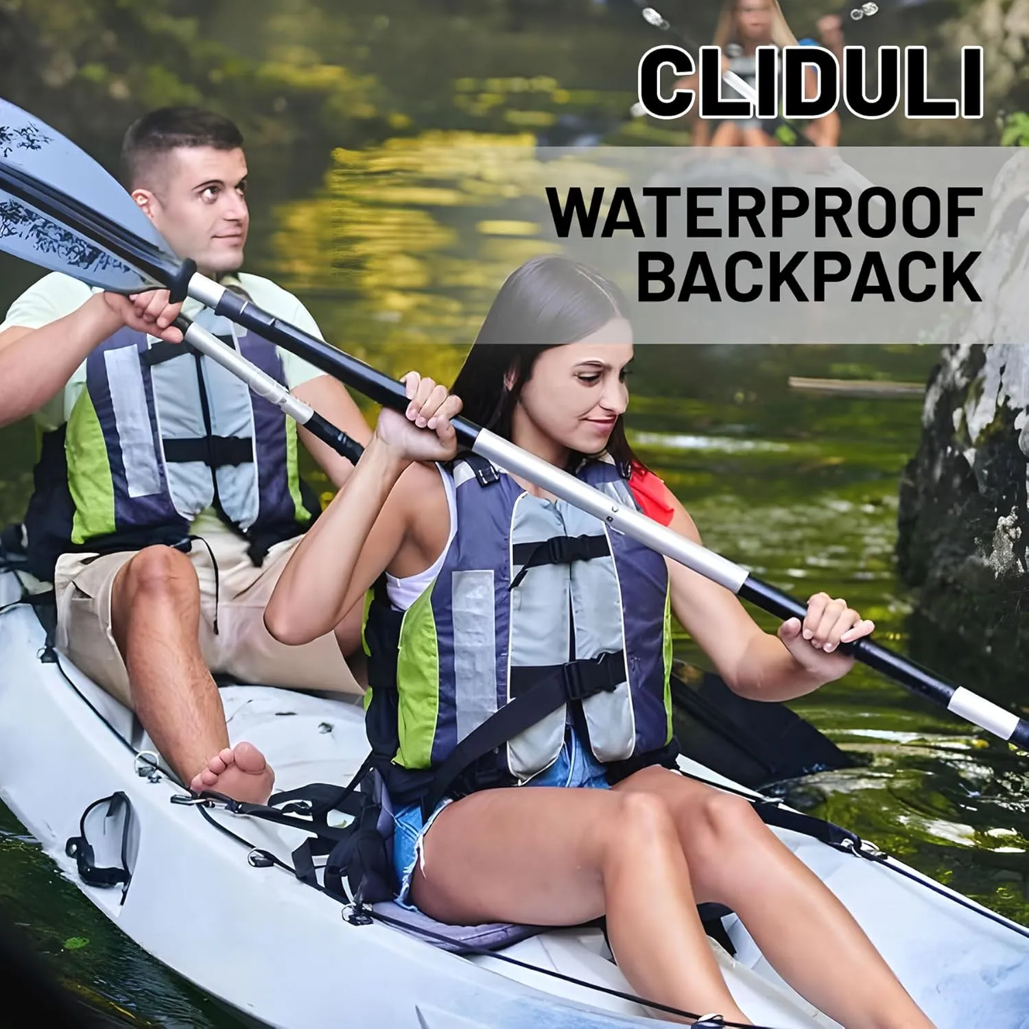 Waterproof Dry Bag,Roll Top Christmas Winter Snowflakes Small Waterproof Backpack 5L/10L/20L Floating and Lightweight Bags for Kayaking, Boating, Fishing, Swimming and Camping