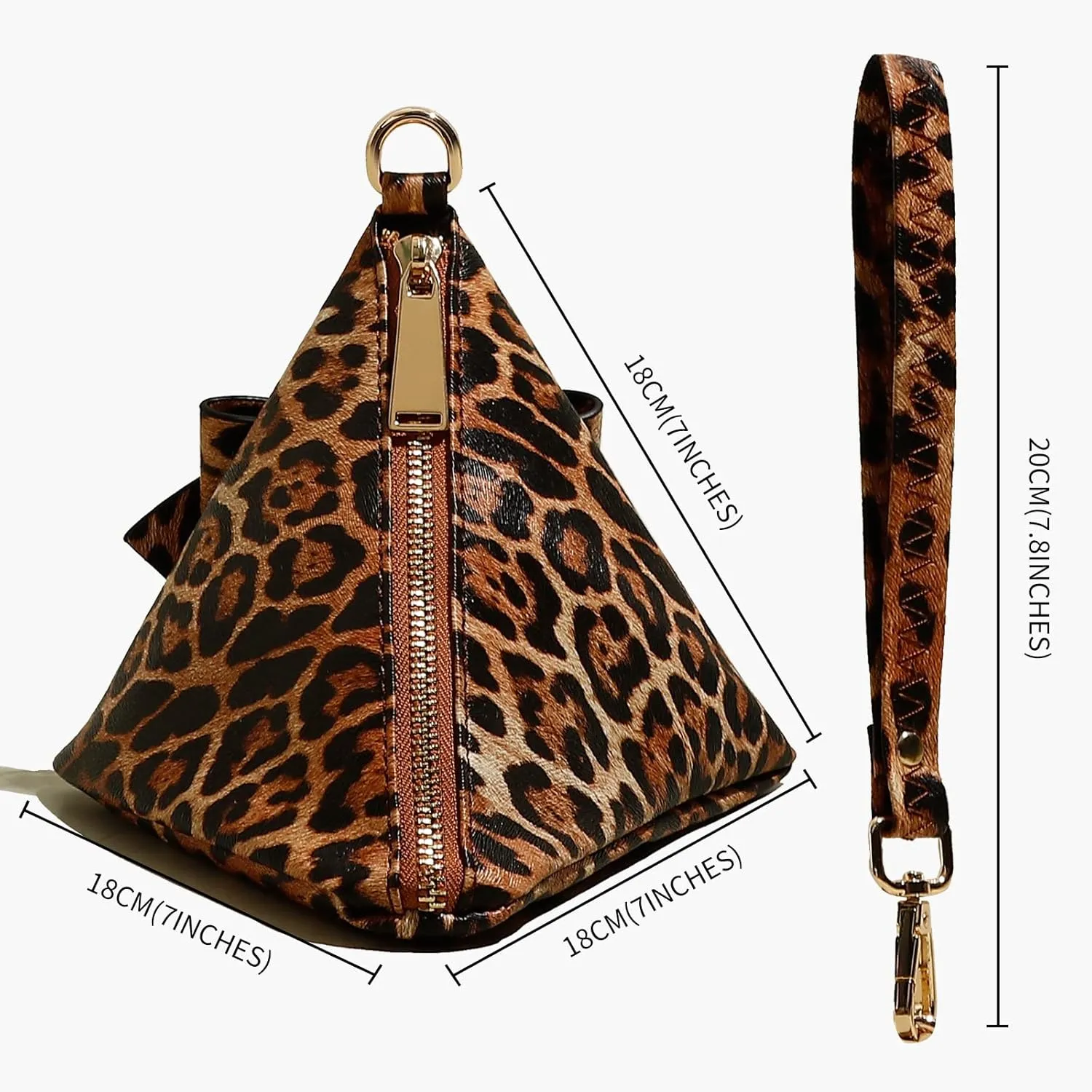 Women Triangle Leather Bow Tassel Charm Evening Wristlet Clutch Purse