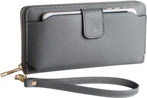 Women Wristlet Wallet with Cell Phone Holder Zip Around Handbag 